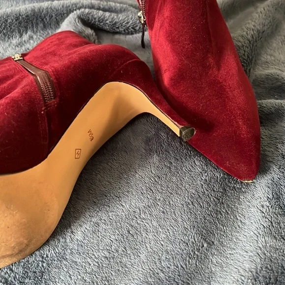 Halogen | Deep Red Velvet Booties - Picture 4 of 6
